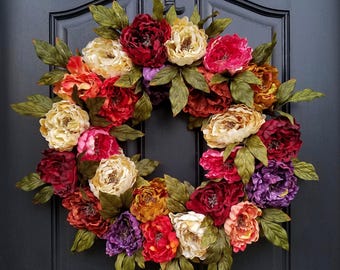 Spring SALE l Front Door Wreaths l Spring Wreath l Colors of Spring l Giving Wreath l Door Wreath l Spring Decor l Spring Peony Wreath