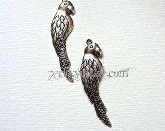 Metal large Tibetan silver Parrot charm