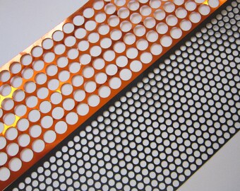 2 yards POLKA DOT stencil material - scrim - 5mm and 10mm holes - sequin waste - orange and black - 1 yard each in TWO sizes