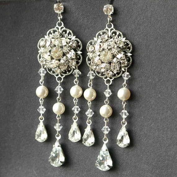 Bridal Chandelier Earrings Statement Wedding Earrings Long