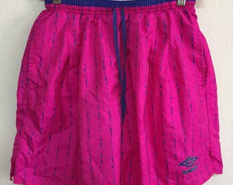 Vintage Umbro Soccer Shorts - Adult Medium - Pink Purple Retro 80s 90s