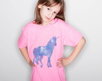 Girl's Unicorn Tshirt Little Girls Unicorn Shirt Youth Clothing Kid's Unicorn Tshirt « G500Bazalea «« (crew, tee) «