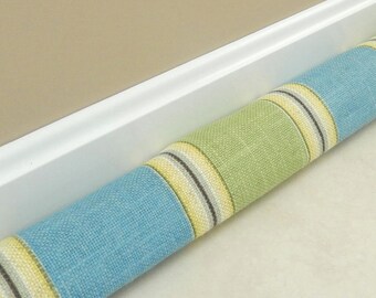 Extra Long Draft Stopper - UPHOLSTERY FABRIC - 28 to 52 inches - Door Draft Stopper - Door Snake - Blue Green Draft Stopper - Draft Dodger