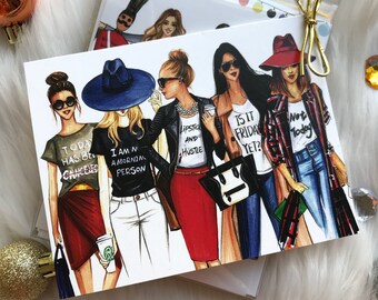 Fashionista Greeting card set,Greeting cards,Christmas cards, Greeting cards set, Greeting cards blank, fashion greeting cards, Handmade gre
