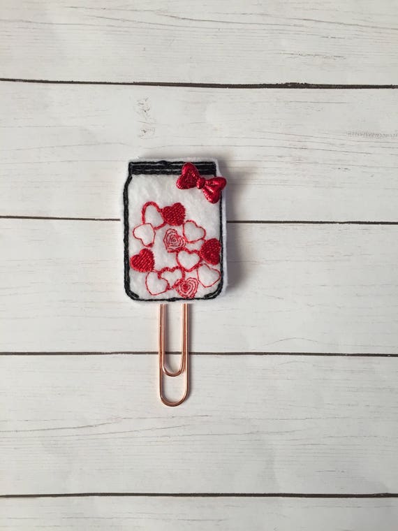Jar of Hearts planner Clip/Planner Clip/Bookmark. Heart Planner Clip. Love Planner Clip. Valentine Planner Clip. Valentines Clip. Mason Jar