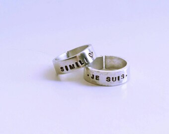 Unisex aluminum ring with custom engraving/vegan jewelry