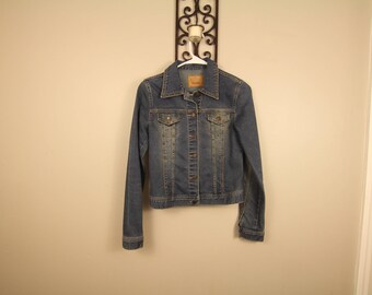Boxy studded western denim jacket