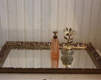 Vintage Large Vanity Mirror, Rectangle, Vanity Mirror Tray, Large Rectangle Dresser or Vanity Mirror, Ladies Vanity or Dresser Mirror Tray