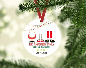 Pregnancy Announcement ornament | Adoption Announcenment | Personalized Family Christmas ornament | Santa legs Ornament | Family Ornament |