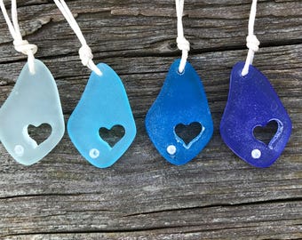Carved Heart with Crystal Sea Glass Necklace by Wave of Life™