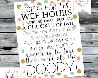 Words for the Wee Hours - Baby Shower Activity - Digital Download