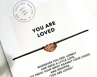 Rose Gold Sterling Silver Lips Bracelet/ Inspirational Jewelry/ Layering Bracelet/Miss You Gift/ Graduation Gift/ Goodbye Gift