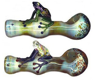 Hand Blown Glass Tobacco Frog Pipe Pyrex