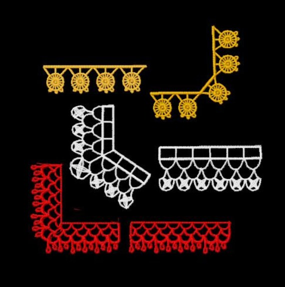 5 set fsl border lace machine embroidery design 4x4 hoop pes pes format embroidery designs