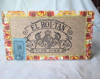 Vintage EL ROI TAN Fresh Golfers Wood Cigar Box South Carolina Tobacciania Empty