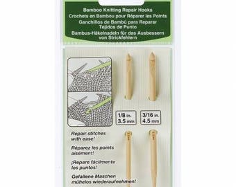 Knitter's Accessories Set: Two Packages of Clover Point Protectors and One Set of Bamboo Knitting Repair Hooks