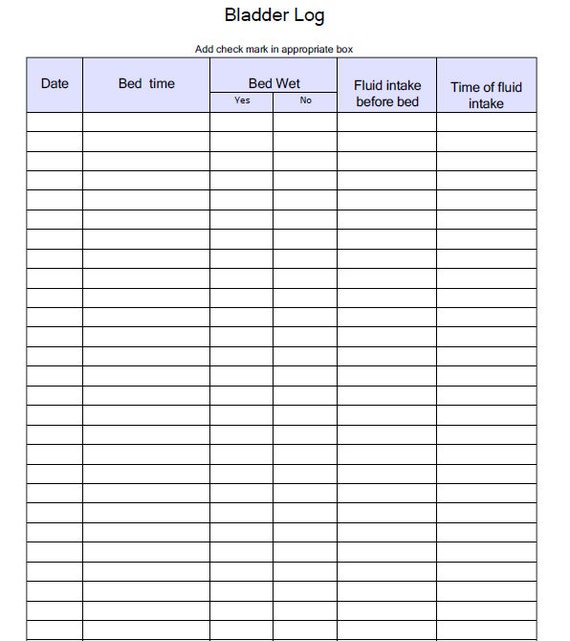 Bowel And Bladder Forms Printable