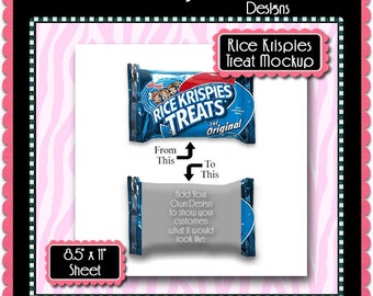 Rice Krispies Wrapper Mockup Preview Template Set - Instant Download PSD and PNG Formats (Temp759) Digital Collage Sheet Template