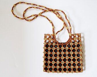 Tiana NY Blockprint Beaded Bamboo Handle Bag GB-5334