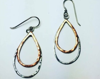 Sterling silver and copper earrings