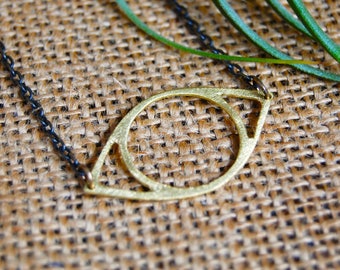 metalwork brass or nickel minimal cutout eye short necklace: little eye necklace
