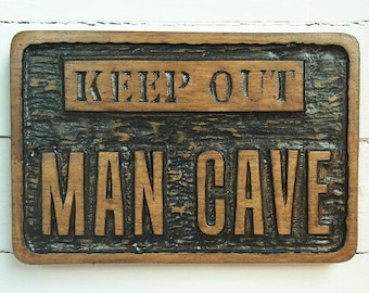 Rustic/Man cave/hand carved/plaque/ Fathers Day/ Man Cave