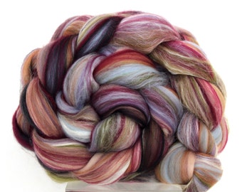 Merino Wool and Silk Combed Top - 100g Felting Fiber Spinning Yarn - Tapestry