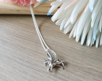 Pegasus Necklace, Sterling Silver, Pegasus Jewelry, Greek Mythology, Mythical Pegasus, Winged horse, Flying Horse, Flying Pegasus, Fairytale