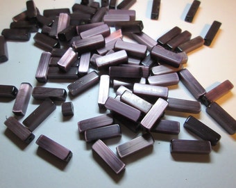 30 Vintage Silky Plum Rectangle Glass beads