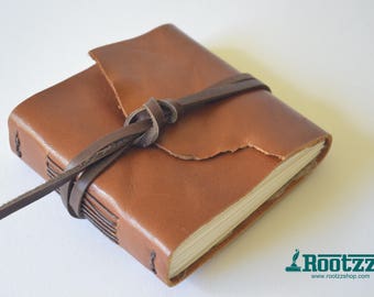 Leather hand bound journal with watercolor paper