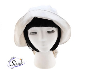 New France bonnet, headgear, raw cotton, ladies costume hat