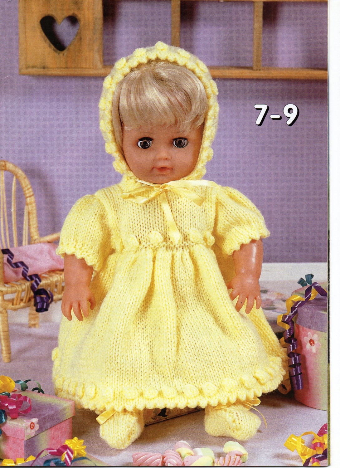 baby dolls clothes knitting pattern dolls dress bonnet bootees