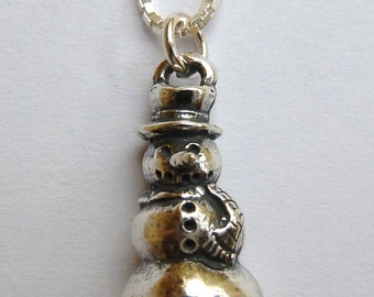 Sterling Silver Snowman Necklace