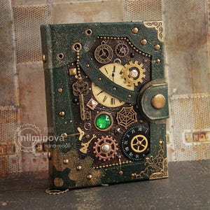 Jour de mère livre-cadeau Steampunk journal journal vierge vierge ingénieur cadeaux « si il n’y a pas de temps » cahier vegan vert foncé carnet A6