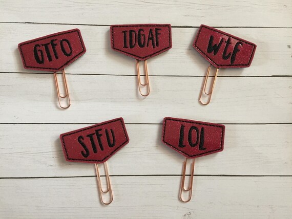 Snarky Planner Clip/Planner Clip/Bookmark. Glitter Planner Clip. Word Planner Clip. Your Choice!