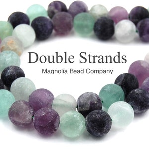 Two 15" strands, Fluorite Gemstone Beads Round 12mm Matte