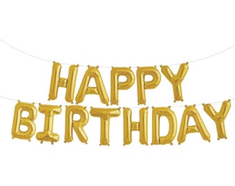 Happy Birthday Balloons | Birthday Party Decorations | Letter Balloon Banner | Birthday Balloons | 30th Birthday Decoration | 60th Birthday