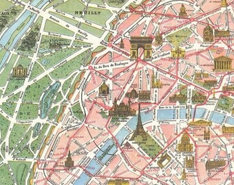 vintage paris tourist map paris monumental et metro europe antique map european travel