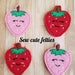 Strawberry Felties, Felties, Felt Embellishment, Embroidered Felt, Felt Applique, Hair Bow Centers, Planner Felties, Embroidered Felties