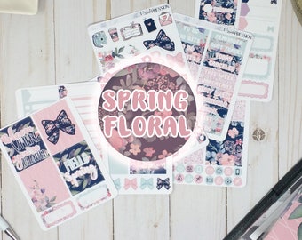 March Spring Floral Vertical EC/TN Life Planner Sticker kit