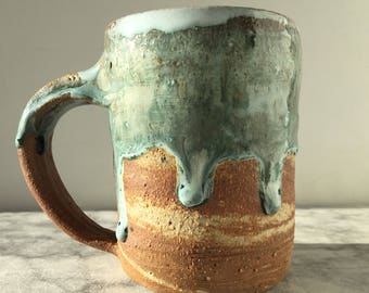 Simple cup, marbled tea cup yunomi tumbler, wabi sabi stoneware drinking vessel lavender purple glaze drips