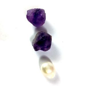 Amethyst & pearl rough gemstone 13 to 17mm