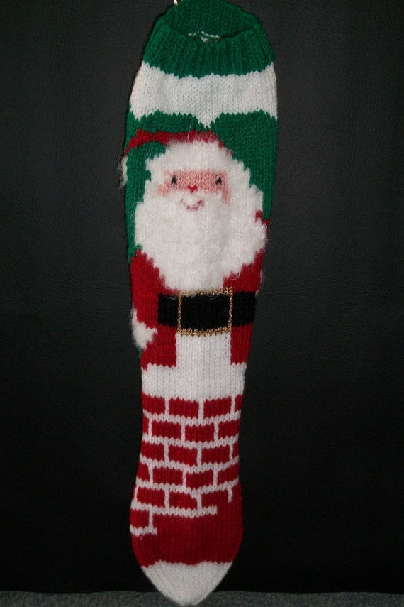 Christmas Stocking Hand Knitted Custom Order Vintage Style