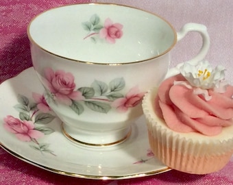 Pretty in Pink-Rosina Footed Teacup and Saucer