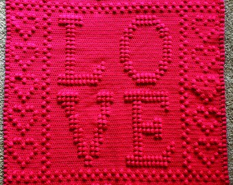 LOVE Lap Blanket Crochet Pattern 34x38