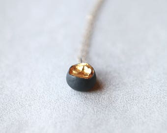 Miriti, porcelain pendant, glazed and painted with gold, one of a kind (OOAK), Porcelain jewelry
