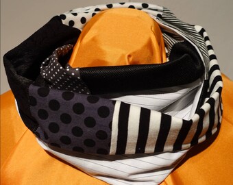 Infinity scarf in black and white fabrics