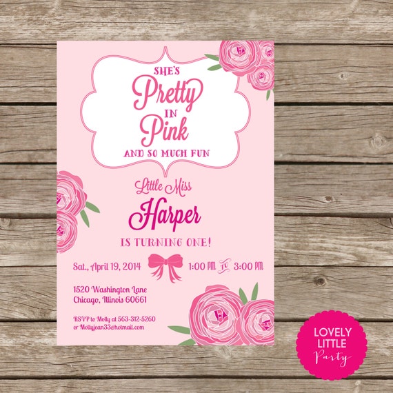 DIY Printable or Printed Pretty in Pink Invitation