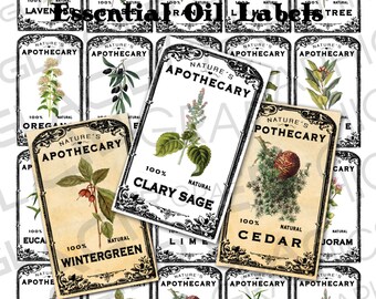 36 Vintage old paper shabby herbs herbal spices apothecary