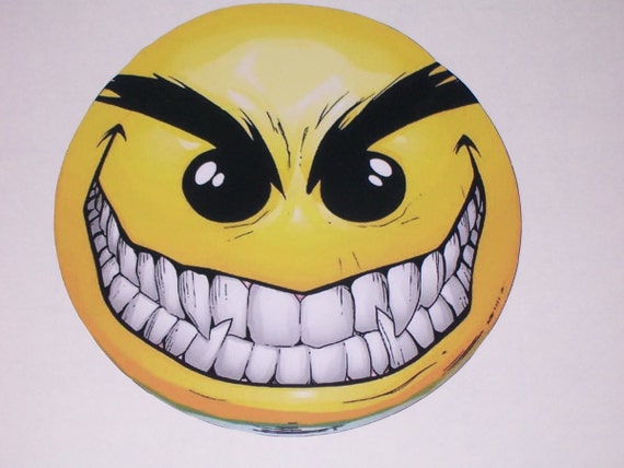 Evil Smile face  Emoji  sticker  graphic decal window golf cart